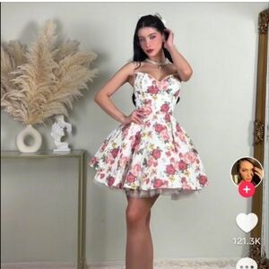 House of CB Floral Mini Dress - Pink and White